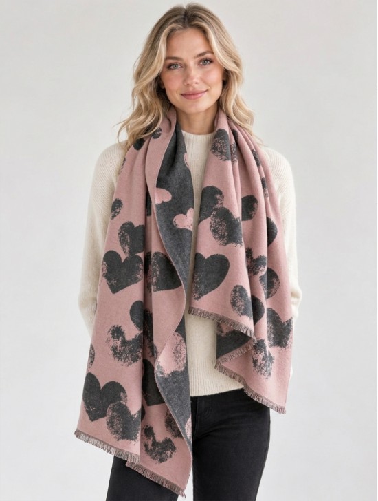 Heart Design Blanket Scarf Heart Design Blanket Scarf